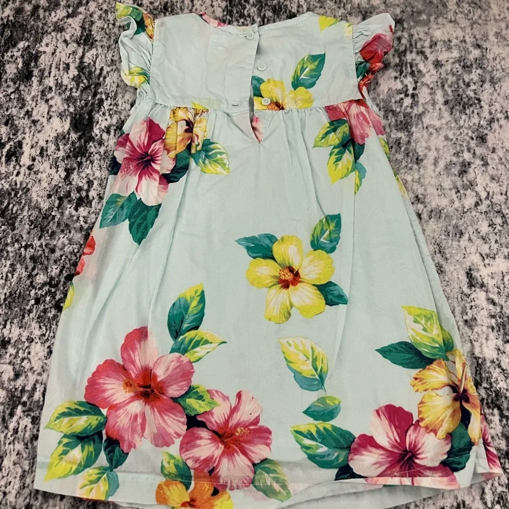 Floral Kids Dress in Blue‎ and Pink size 4